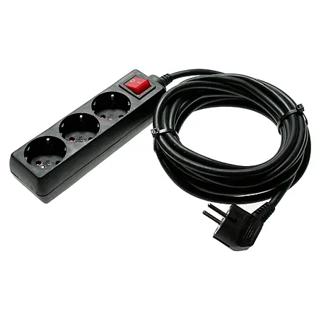 as - Schwabe 3-fach Steckdosenleiste 5m 230V schwarz Ein-Ausschalter IP20