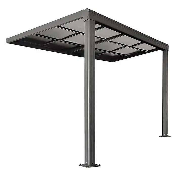 Home Deluxe Terrassenüberdachung SOLIS DELUXE Grau 290 x 295 x 233 / 272 cm -  - Dunkelgraue Metallpergola mit Gitterdach, für den Außenbereich.