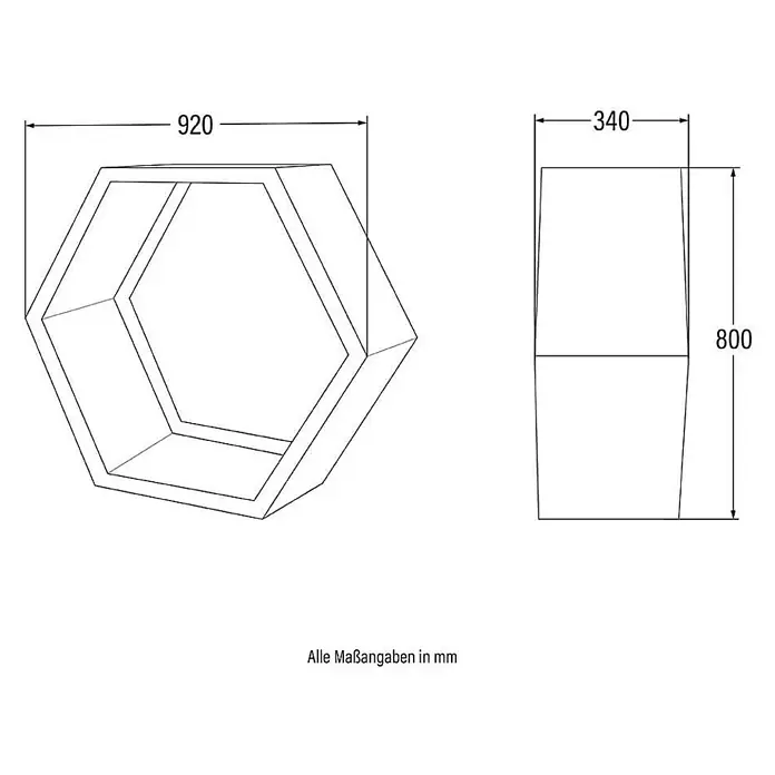 Home Deluxe Holzlege ANTARES Menge: 3 -  - Sechseckiges Wandregal, 920x800x340mm. Zur Aufbewahrung oder Dekoration.