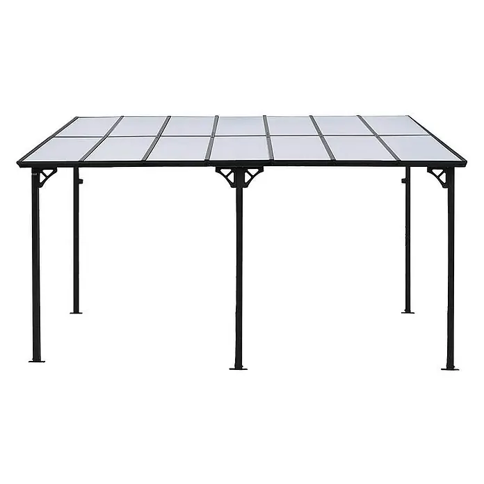 HOME DELUXE Terrassenüberdachung aus Aluminium ECO Anthrazit - 300 x 420 cm -  - Schwarzes Metallgestell-Pavillon mit lichtdurchlässigen Dachplatten für den Außenbereich.