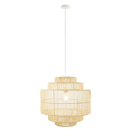 HOME DELUXE Hängeleuchte aus Rattan SIA - Weiß/Bambus
