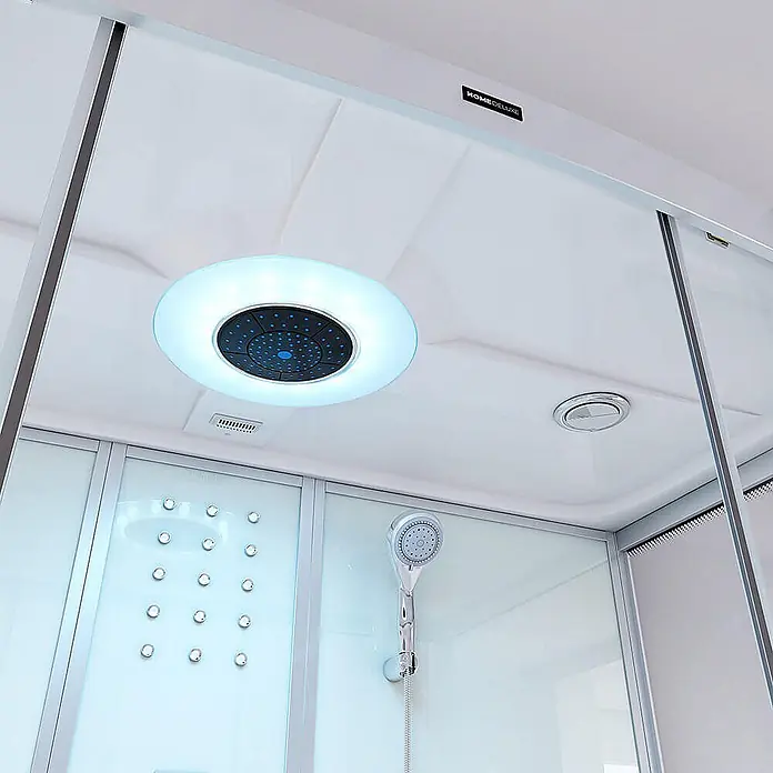 Home Deluxe Komplettdusche DIAMOND - Weiß - Moderne HOME DELUXE Duschkabine mit beleuchteter Kopfbrause, Handbrause und mehreren Massagedüsen.