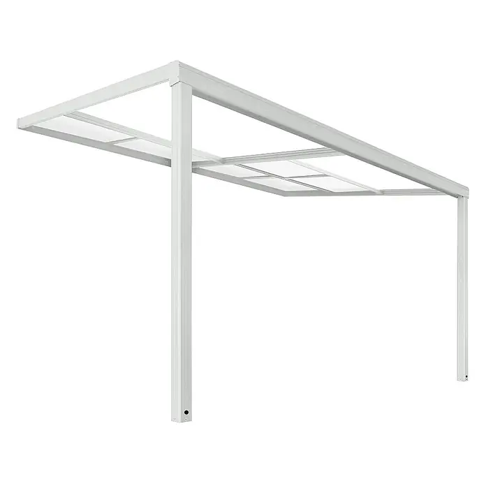 Home Deluxe Terrassenüberdachung SOLIS DELUXE Weiß 390 x 295 x 233 / 272 cm -  - Weißer Aluminium-Carport/Pergola mit lichtdurchlässigen Dachplatten für den Außenschutz.