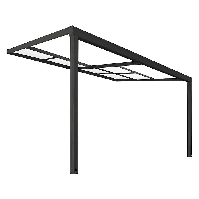 Home Deluxe Terrassenüberdachung SOLIS DELUXE Grau 390 x 295 x 233 / 272 cm -  - Schwarzes Metall-Carport mit lichtdurchlässigen Dachplatten als Wetterschutz für den Außenbereich.