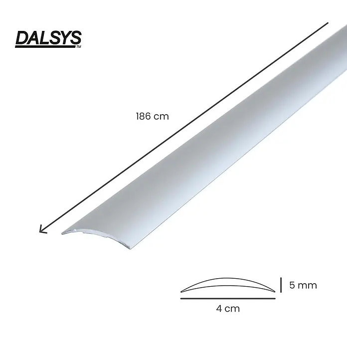 Dalsys Abschlussleiste 186cm Übergangsleiste selbstklebend 40mm Silber -  - Silberne DALSYS Bodenkabelabdeckung, 186x4 cm mit 5 mm Höhe.