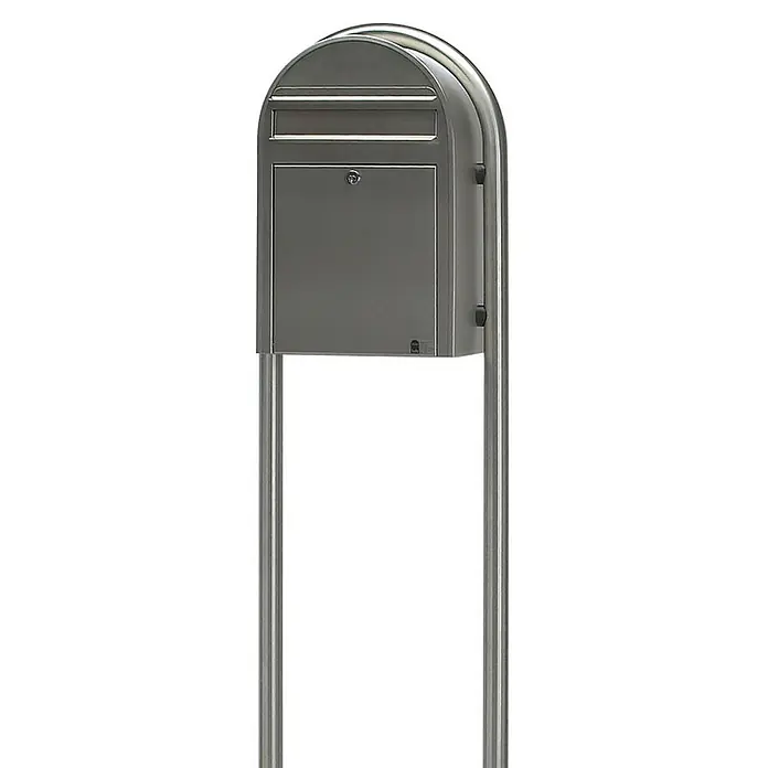 Proregal Wandbriefkasten Miami - Silber, Metall - Freistehender Briefkasten aus Edelstahl/Silber mit gewölbter Oberseite, Einwurfschlitz und abschließbarer Tür.
