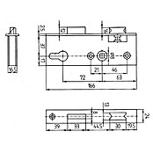 Einsteckschloss- & Kasten (Dornmaß: 40 mm, 166 x 24 mm, Profilzylinder PZ)