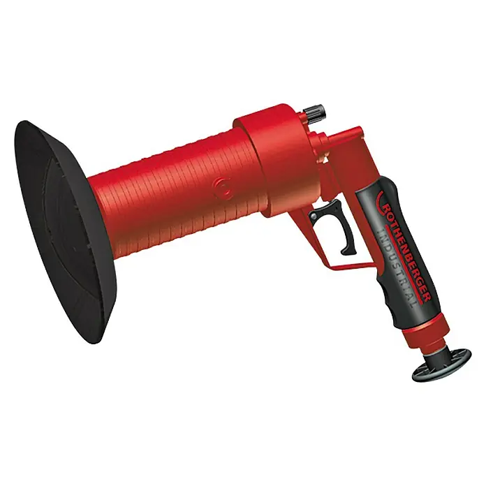 Rothenberger Industrial Limpiador de tuberías de aire comprimido - 4 bar, 5 pzs. - Aquí hay una imagen de un limpiador de tuberías industrial Rothenberger, que se utiliza para eliminar bloqueos en tuberías y desagües.