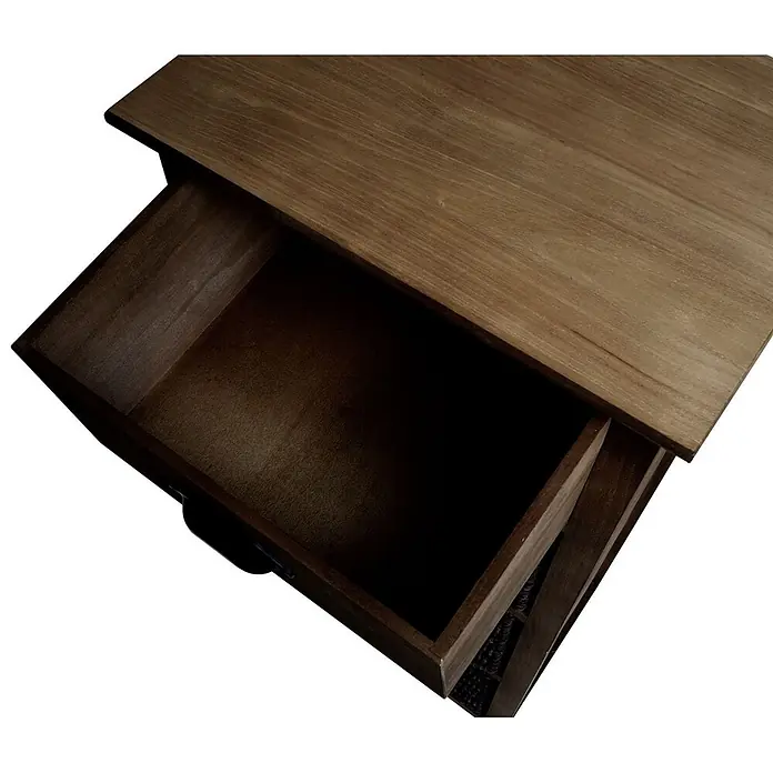 Mendler Kommode HWC-K84 - L x B x H: 40 x 29 x 83 cm, Dunkelbraun, Körbe dunkelbraun, Anzahl Schubladen: 1 Stk. - Offene Holzschublade mit dunklem Innenraum.
