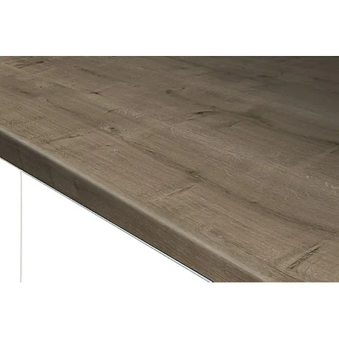 Resopal Basic Küchenarbeitsplatte nach Maß - Kingsbury Oak, Stärke: 3,8 cm, Breite: 60 cm - Nahaufnahme einer Küchenarbeitsplatte in Holzoptik, die eine moderne und stilvolle Küchengestaltung zeigt.