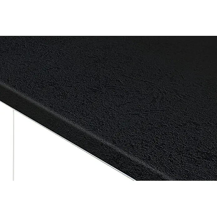 Resopal Premium Encimera de cocina al corte - Black Premium, Espesor: 3,8 cm, Ancho: 60 cm - Primer plano de una encimera negra texturizada que muestra su elegancia y durabilidad, perfecta para interiores modernos.