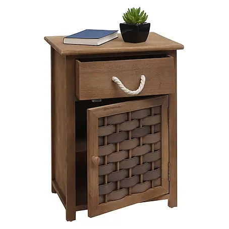 Mendler Kommode HWC-K83 Holz  - Dunkelbraun, Polyrattan Dunkelbraun