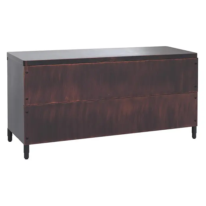 Mendler Kommode HWC-Q66 - L x B x H: 120 x 40 x 60 cm, Schwarz, Anzahl Schubladen: 4 Stk. - Rechteckiger dunkelbronze-farbener Metallschrank mit zwei Frontfächern und schwarzen Beinen.