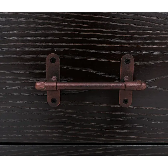 Mendler Kommode HWC-Q66 - L x B x H: 120 x 40 x 60 cm, Schwarz, Anzahl Schubladen: 4 Stk. - Rustikaler bronzefarbener Metallgriff oder Riegel an dunklem Holz.
