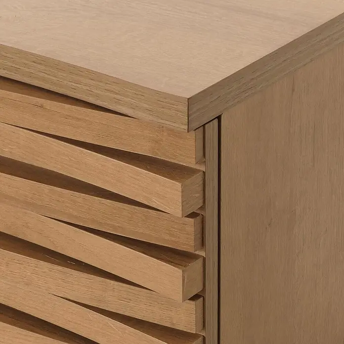 Mendler Kommode HWC-M49 MDF Metall 85x95x45cm - Natur -  - Helles Eichenholzschrank mit strukturierter Lamellenfront.