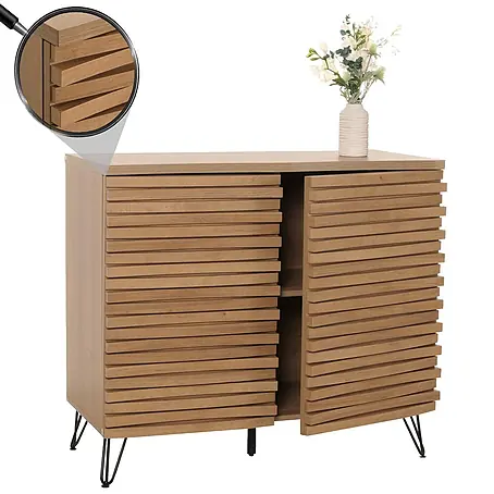 Mendler Kommode HWC-M49 MDF Metall 85x95x45cm - Natur