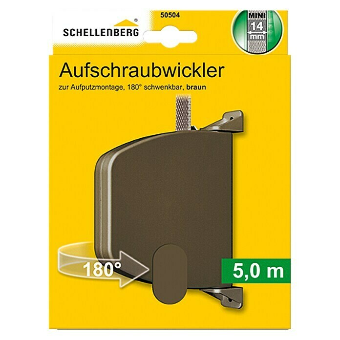 Schellenberg Aufschraubwickler (L x B x H: 159 x 120 x 28 mm, Gurtbreite: 14 mm, Braun)