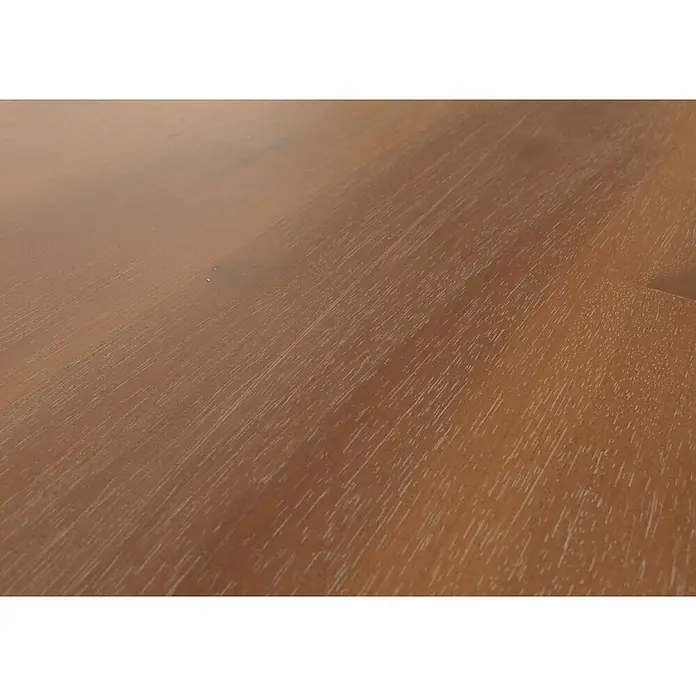 Mendler Kommode HWC-M47 Rattan Akazie 101x109x45cm -  - Hellbrauner Holzboden mit gebürsteter oder gealterter Oberfläche und helleren Maserungsdetails.