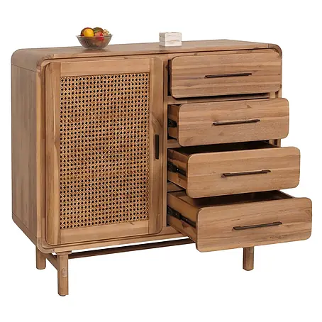Mendler Kommode HWC-M47 Rattan Akazie 101x109x45cm