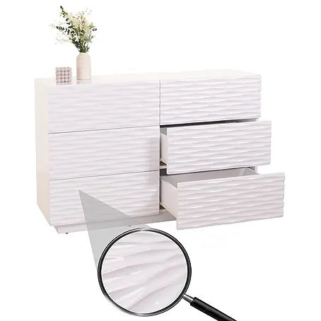 Mendler Kommode HWC-M52 81x120x42cm Hochglanz weiß