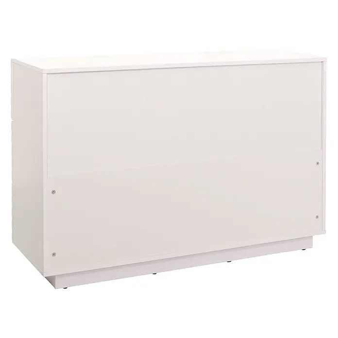 Mendler Kommode HWC-M52 81x120x42cm Hochglanz weiß -  - Weißer Holzschrank mit zwei Frontplatten und einem niedrigen Sockel.
