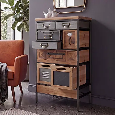 Mendler Apothekerkommode HWC-Q77, Schubladenmix, Holz Metall 85x45x35cm