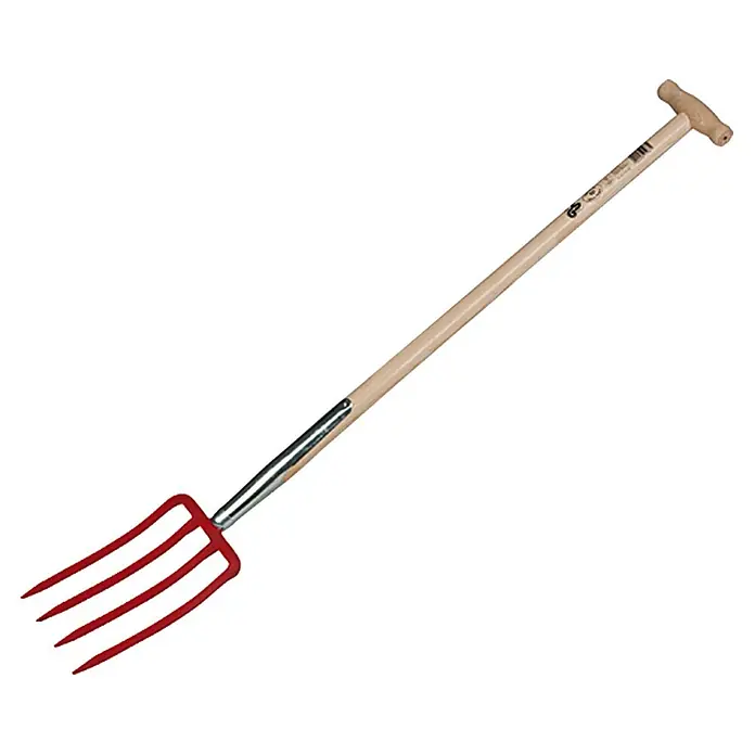 Gardol Spatengabel - Arbeitsbreite: 17 cm, Anzahl Zinken: 4, Langstiel - Gartengabel von Gardol mit rotem Kopf und Holzgriff für Gartenarbeiten und zum Umgraben von Böden.