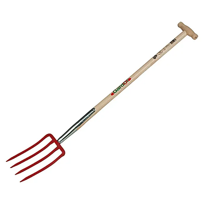 Gardol Spatengabel - Arbeitsbreite: 17 cm, Anzahl Zinken: 4, Langstiel - Gartengabel von Gardol mit rotem Kopf und Holzgriff für Gartenarbeiten und zum Umgraben von Böden.