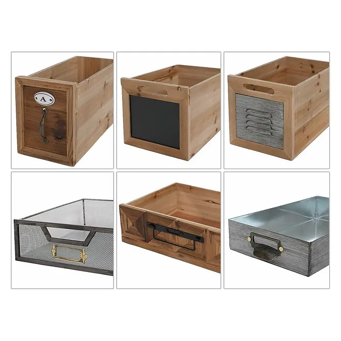 Mendler Apothekerkommode HWC-Q77, Schubladenmix, Holz Metall 85x45x35cm -  - Verschiedene rustikale Holz- und Metall-Aufbewahrungsboxen und -Schalen mit unterschiedlichen Griffen und Fronten.