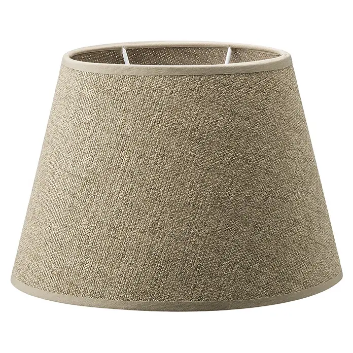 Home Sweet Home Lampenschirm Melrose - Ø x H: 14 x 16 cm, Taupe, Stoff, Oval - Heller, strukturierter Stofflampenschirm in Braun mit passendem beigefarbenem Besatz.