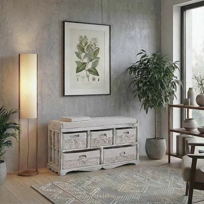 sitzbank kommode Mendler und mit 5 Schubladen, 45x77x36cm 6320
