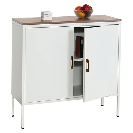 Mendler Kommode HWC-L84 2 Türen Metall 90x90x40cm - weiß
