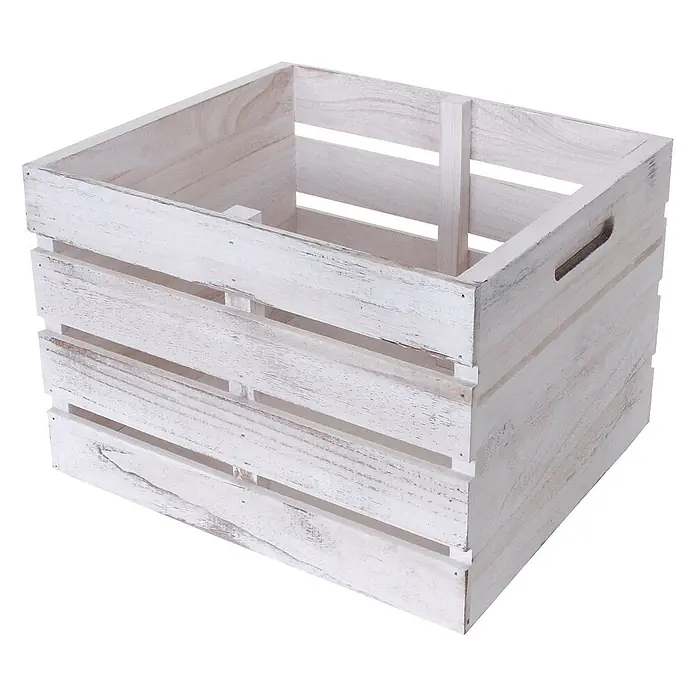 Mendler Kommode HWC-C62 2 Schubladen 36x32x26cm - weiß -  - Weiße, verwitterte Holzkiste mit Griffen, ideal zur Aufbewahrung oder Dekoration.