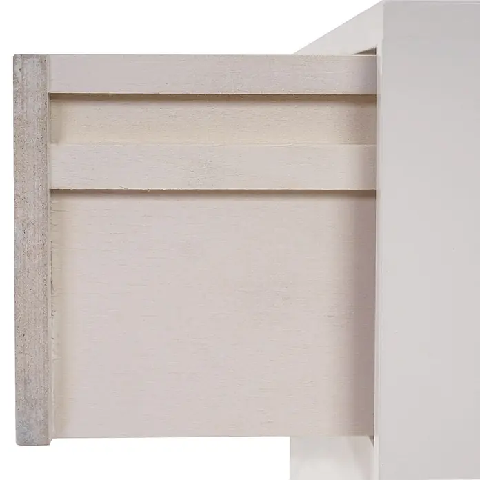 Mendler Kommode Malmö T271 59x40x30cm - Schublade weiß -  - Helle, offene Holzschublade mit Used-Look, die ihre innere Konstruktion zeigt.