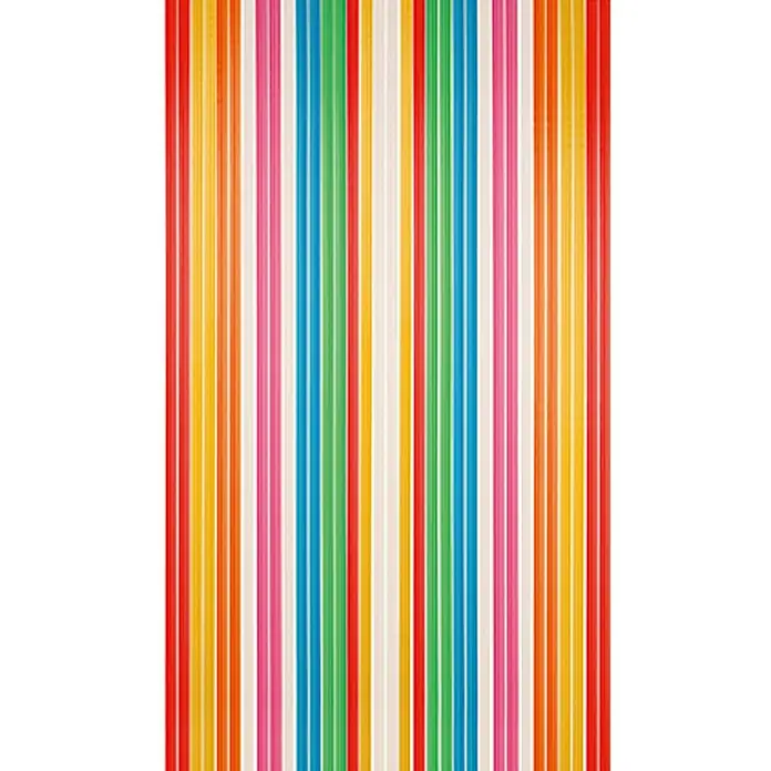 Lamellenvorhang - Bunt, 90 x 200 cm - Nahaufnahme von bunten Trinkhalmen. Die farbenfrohen Strohhalme sind in vertikalen Streifen angeordnet und sorgen für einen verspielten Hintergrund.