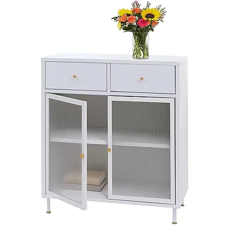 Mendler Kommode HWC-O87 96x80x40cm Metall - weiß