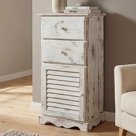 Mendler Kommode Shabby-Look 81x40x32cm - weiß