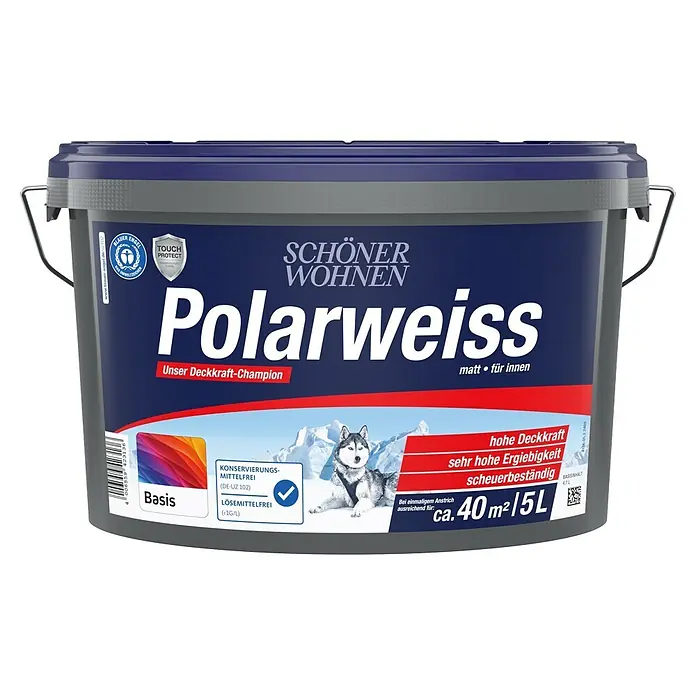 SCHÖNER WOHNEN-Farbe Mix Wandfarbe Polarweiß zum Mischen lassen - Basismischfarbe 4, Matt, 5 l, Abtönbar - Schöner Wohnen Polarweiss Farbeimer, 5L, matt für innen. Hohe Deckkraft und lösemittelfrei.