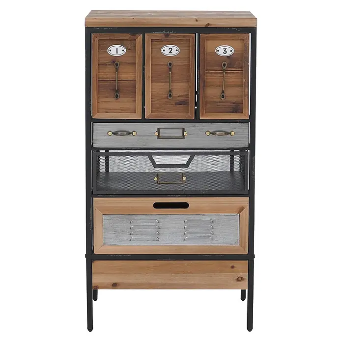 Mendler Apothekerkommode HWC-Q77, Industrial Holz Metall 85x46x35cm -  - Industrieller Holz- und Metallschrank mit verschiedenen Schubladen.