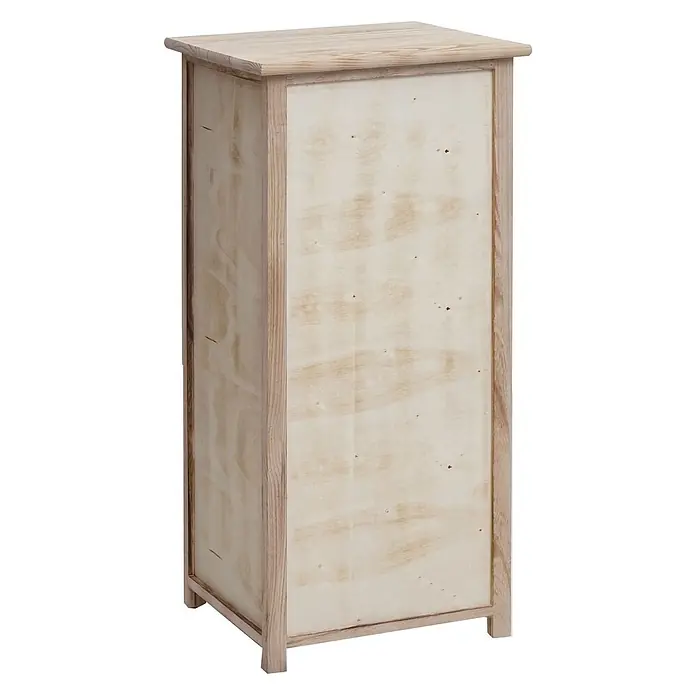 Mendler Kommode HWC-K84 - L x B x H: 40 x 29 x 83 cm, Natur, Körbe hellbraun, Anzahl Schubladen: 1 Stk. - Heller Schrank aus Naturholz mit rechteckigem Design und sichtbarer Maserung, als Podest geeignet.