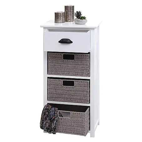 Mendler Kommode HWC-K84 83x40x29cm - weiß, Körbe grau