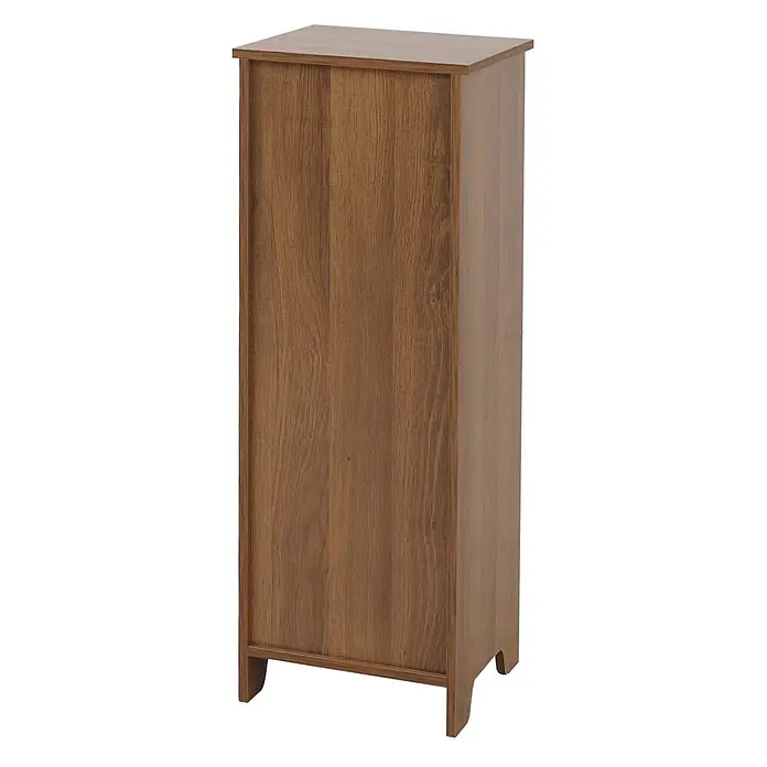 Mendler Kommode HWC-O75 82x30x30cm Holz - braun -  - Brauner Holz-Look-Aufbewahrungsschrank mit Paneeldetails und kleinen ausgeschnittenen Füßen.