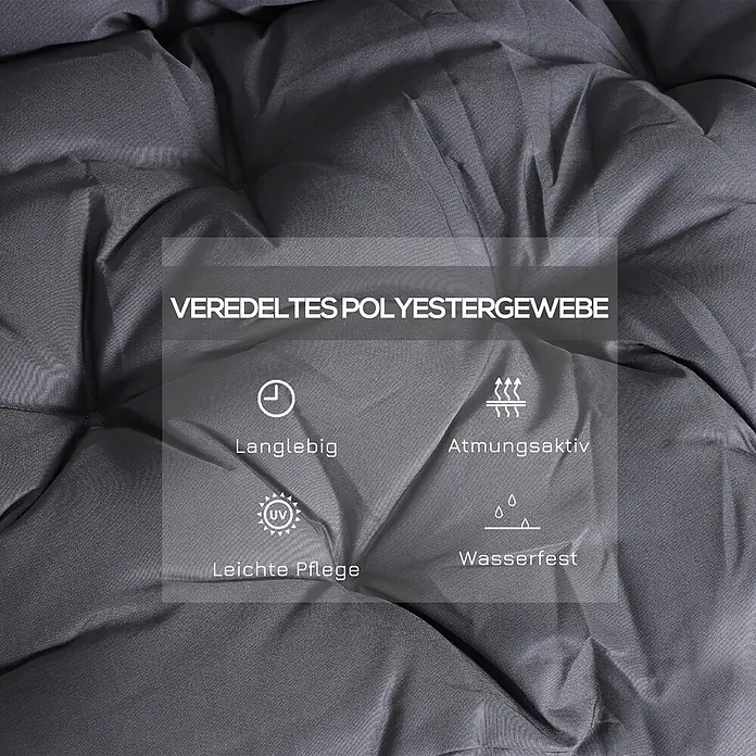 SONNENH Bankauflage - 1 Stk., L x B x H: 100 x 98 x 8 cm, Polyester, Dunkelgrau - Dunkelgrauer gesteppter Polyesterstoff mit Merkmalen: langlebig, atmungsaktiv, pflegeleicht, wasserfest.
