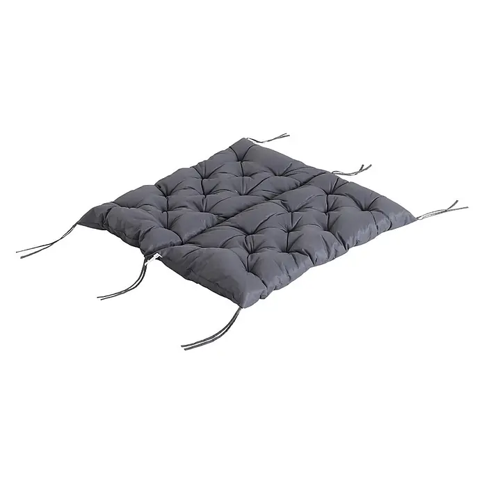 SONNENH Bankauflage - 1 Stk., L x B x H: 100 x 98 x 8 cm, Polyester, Dunkelgrau - Graues gestepptes quadratisches Sitzkissen mit Eckbändern.