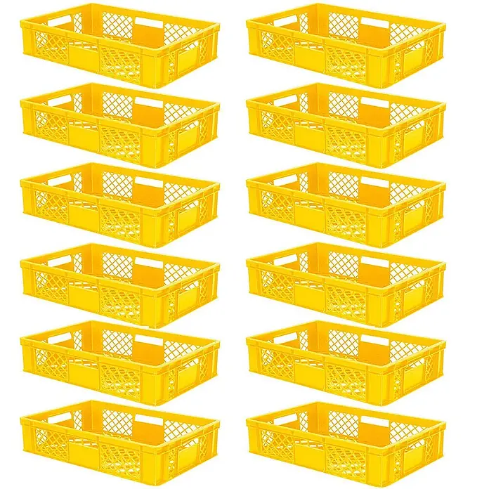 BRB Euroboxen-Set - L x B x H: 60 x 40 x 15 cm, Kunststoff, gelb - Set aus mehreren gelben Kunststoff-Bäckereikörben, ideal für Lagerung und Transport.