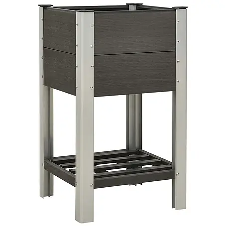 Furnicato Hochbeet WPC Grau 50 x 50 x 90 cm mit Ablageboden