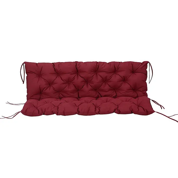 SONNENH Bankauflage - 1 Stk., L x B x H: 150 x 98 x 8 cm, Polyester, Rot - Tiefrotes, getuftetes Kissen mit Bändern, passend für Bank oder Schaukel.