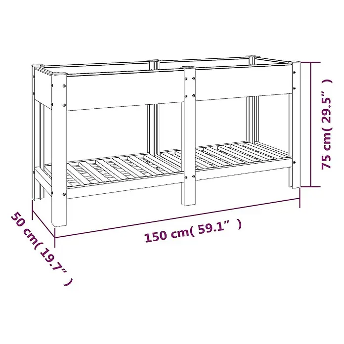 Furnicato Garten-Hochbeet WPC Grau 150 x 50 x 75 cm -  - Hochbeet aus hellem Holz mit Lattenrost, Maße 150x50x75 cm.