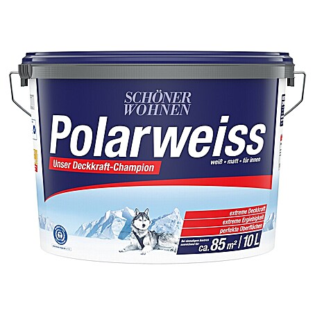 SCHÖNER WOHNEN-Farbe Wandfarbe Polarweiß (Weiß, Matt, 10 l, Abtönbar)