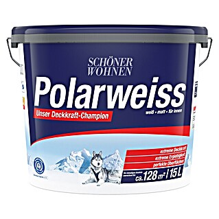 SCHÖNER WOHNEN-Farbe Wandfarbe Polarweiß (Weiß, Matt, 15 l, Abtönbar)